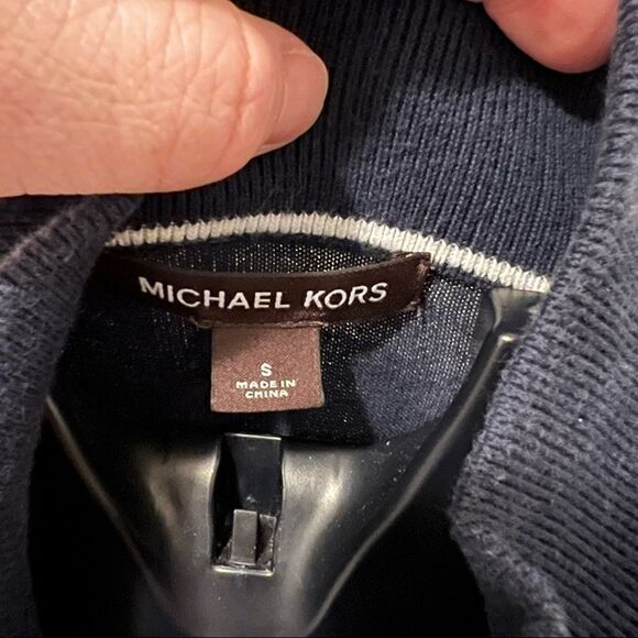 Michael Kors Mens Pullover 1/4 Quarter Zip Sweater Small Navy Blue - Picture 4 of 5
